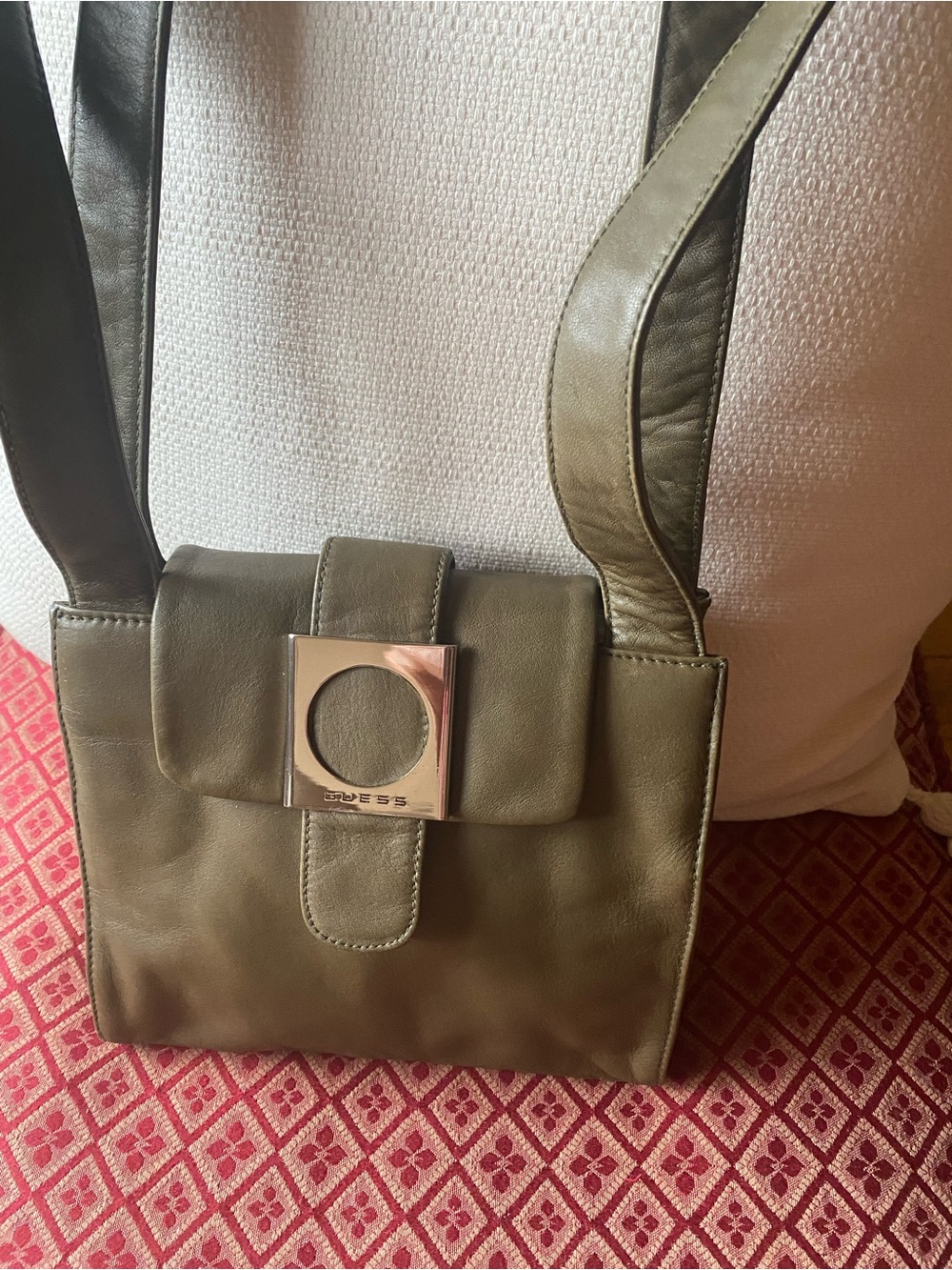 Guess Olive Crossbody Bag with Silver Hardware